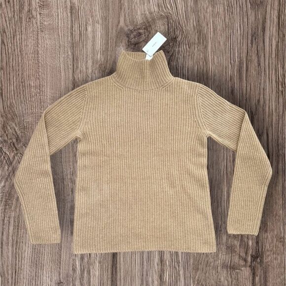 Vince Tan Ribbed Cashmere Turtleneck 100% Cashmere Sweater - Picture 1 of 10